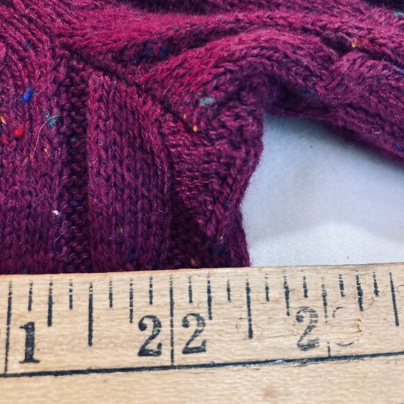 Kim Rogers Cardigan NEW! LS Cable Knit Open Front Wine Red Cotton Blend, Large - Picture 8 of 12